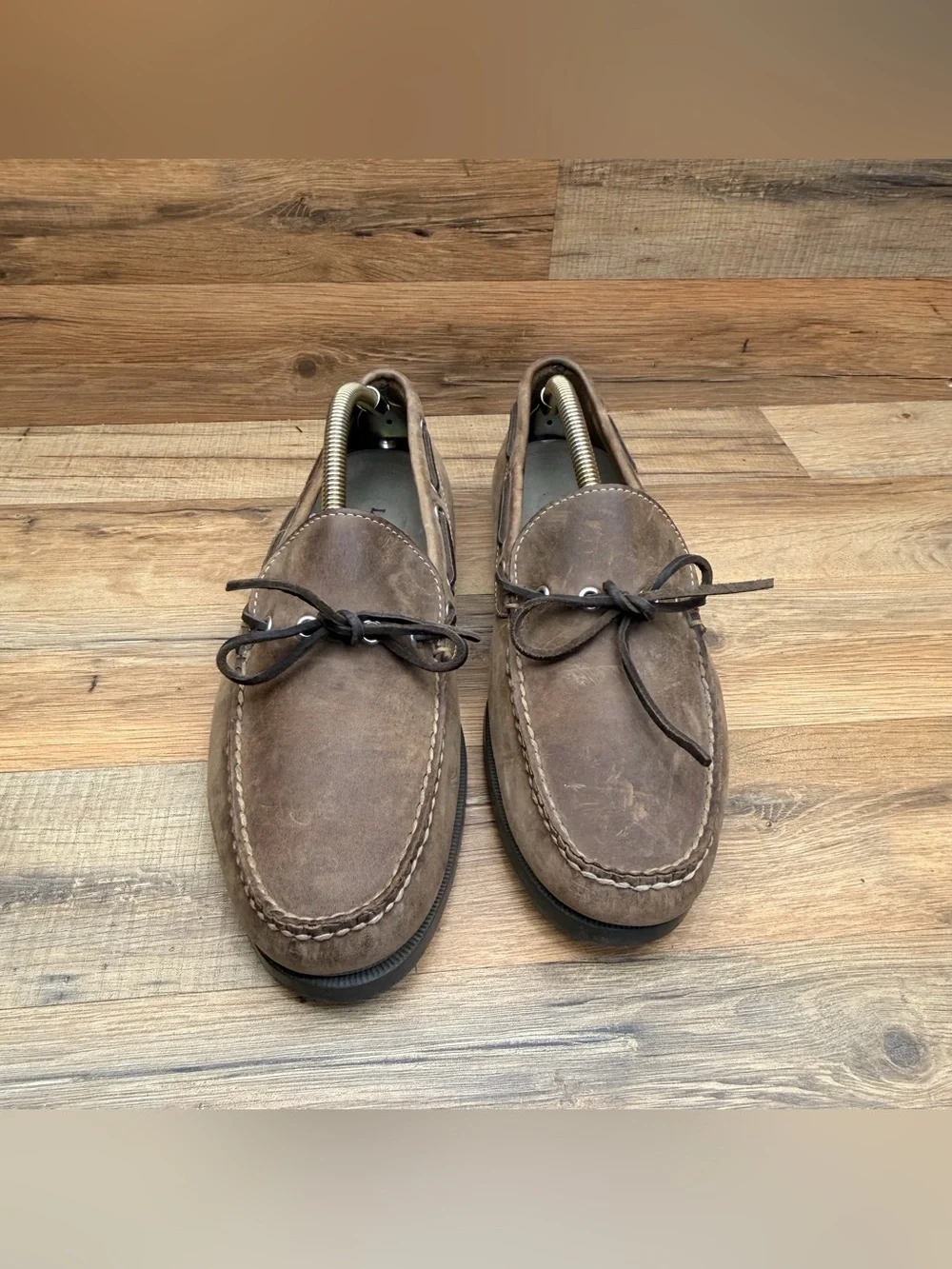 LL Bean Men Size 10D Signature Brown Boat Shoes Loafers Moccasins Leather